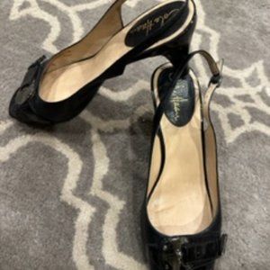 Black Leather  Cole Haan Sandals With Buckle, size 8.5B